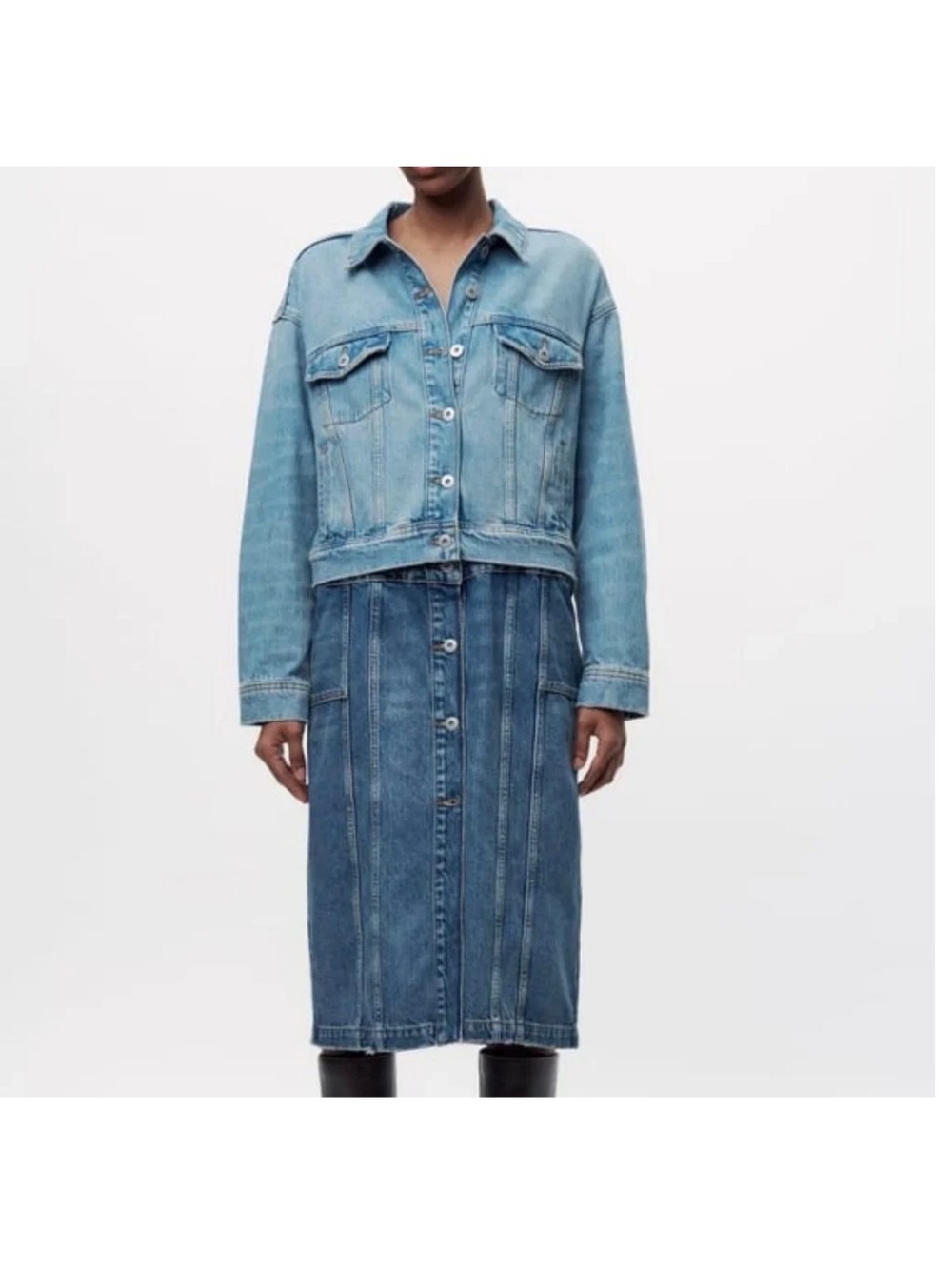 Zara ZW Detachable Denim Dress x Maison Special M-L